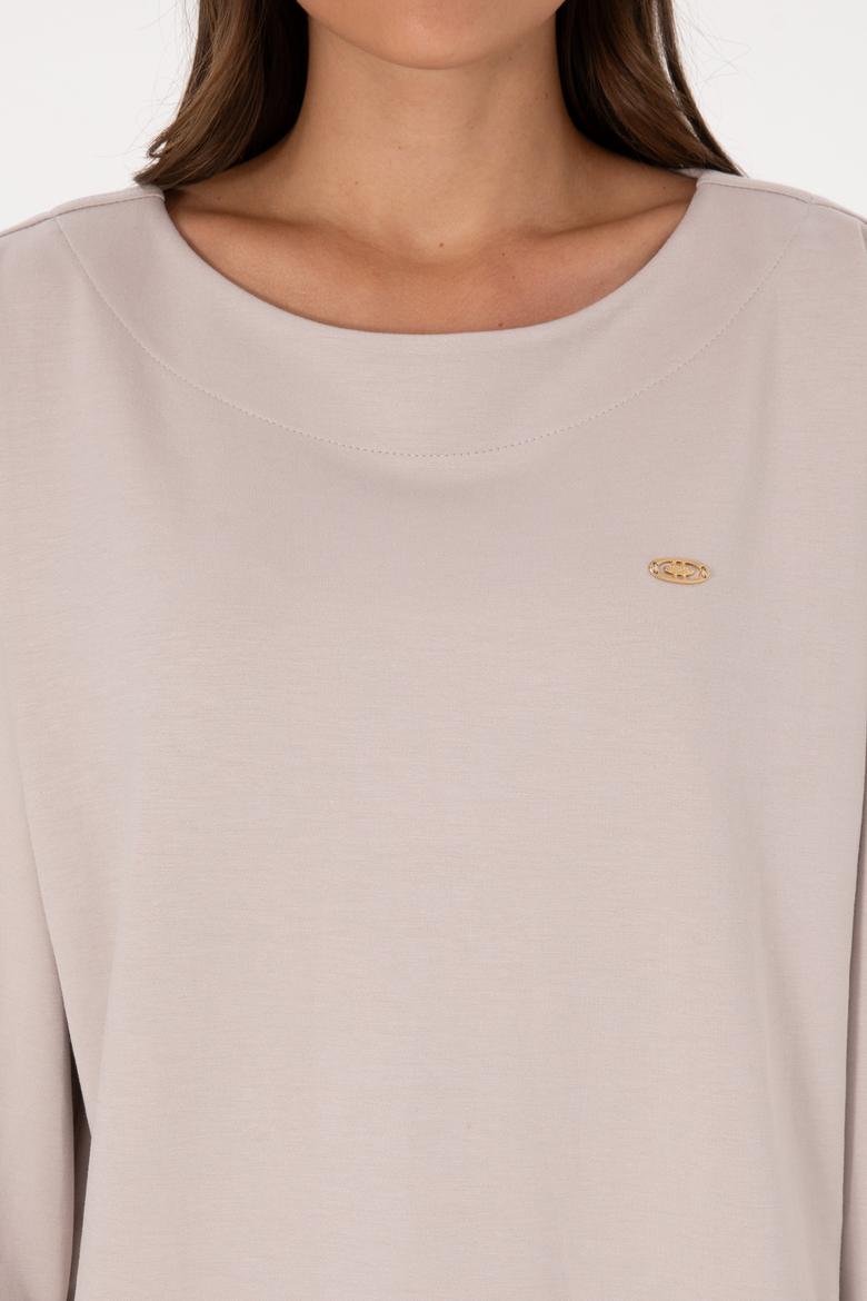 Kadın Taş Bisiklet Yaka Sweatshirt - 50314210039