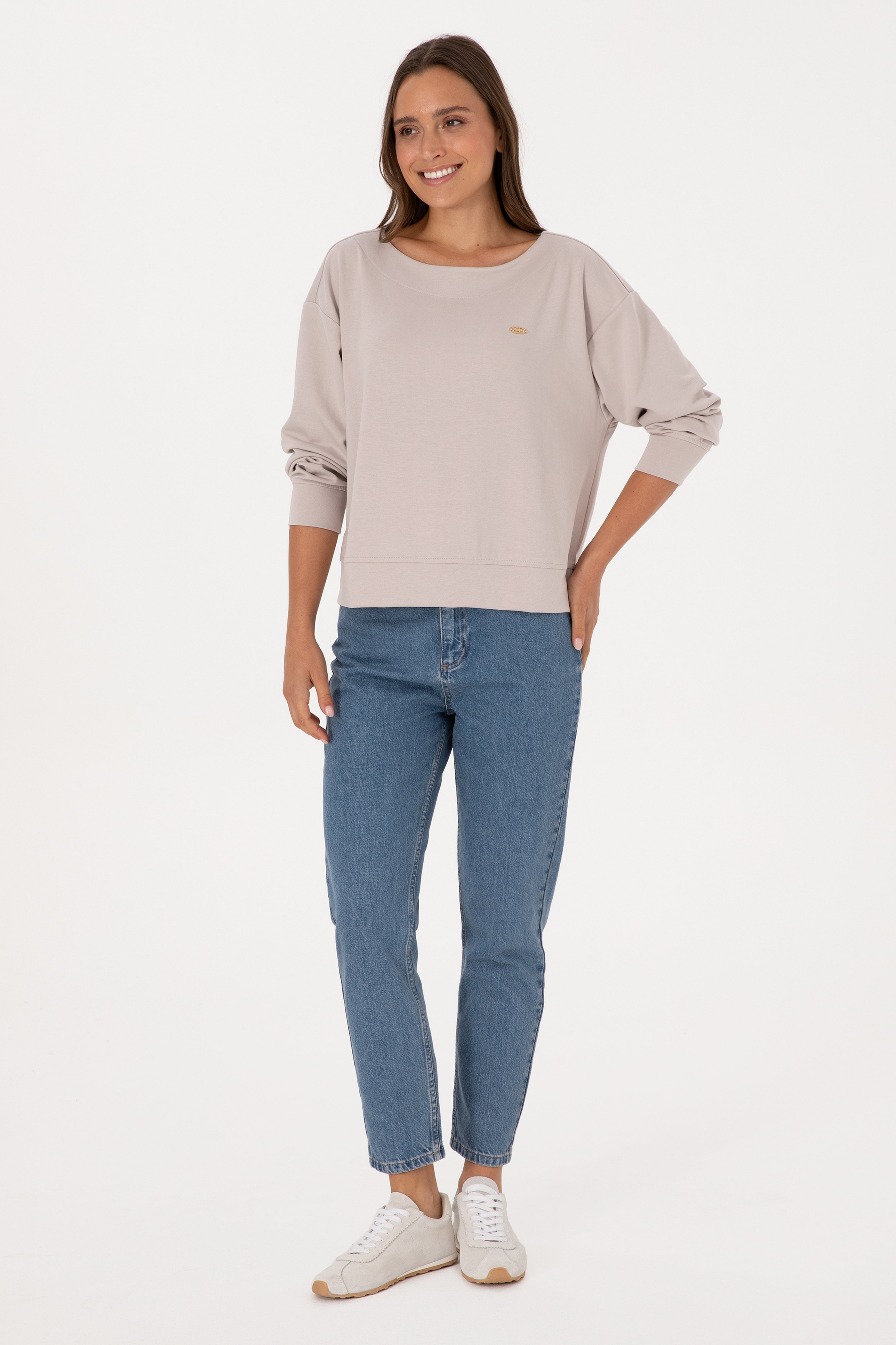 Kadın Taş Bisiklet Yaka Sweatshirt