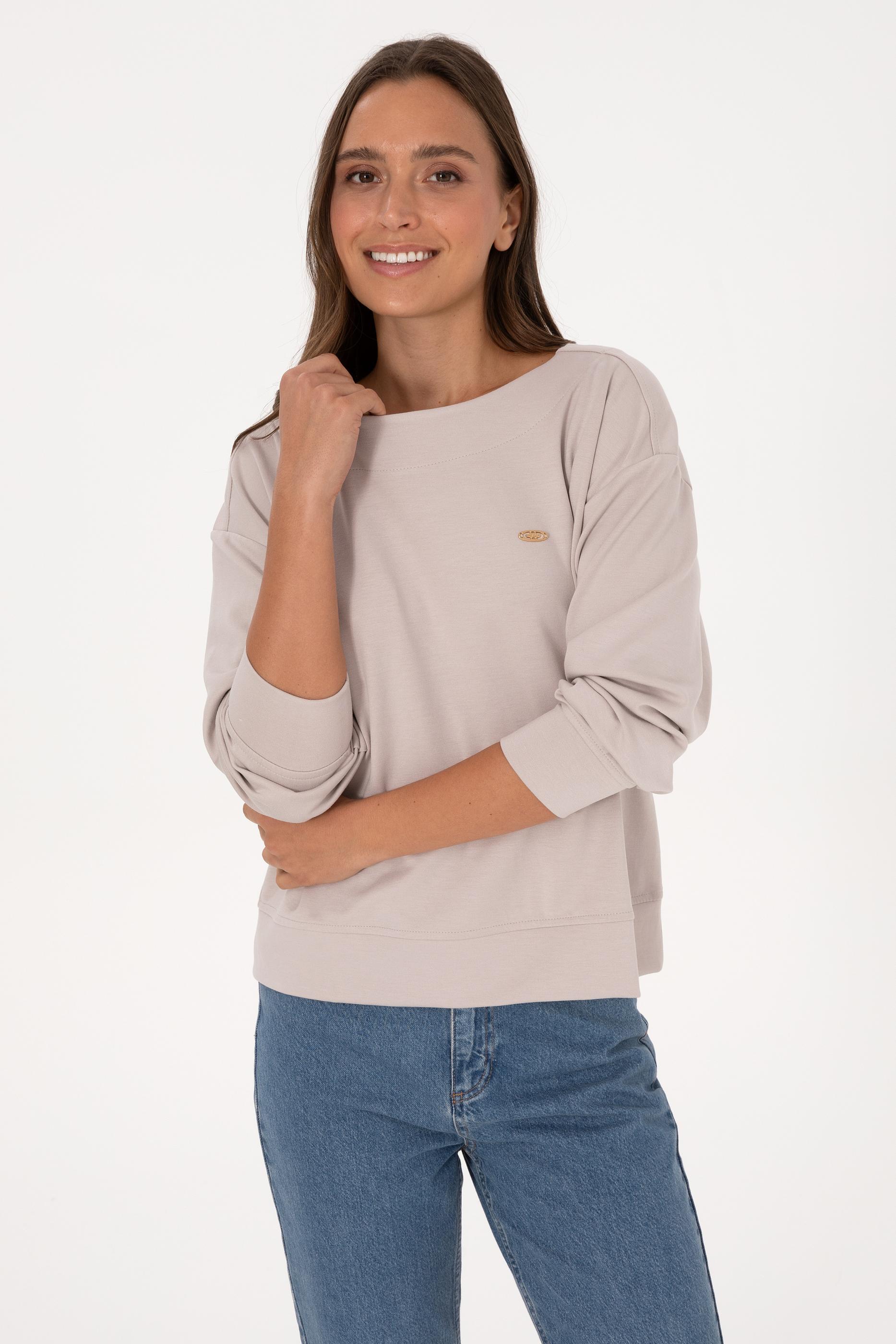 Kadın Taş Bisiklet Yaka Sweatshirt