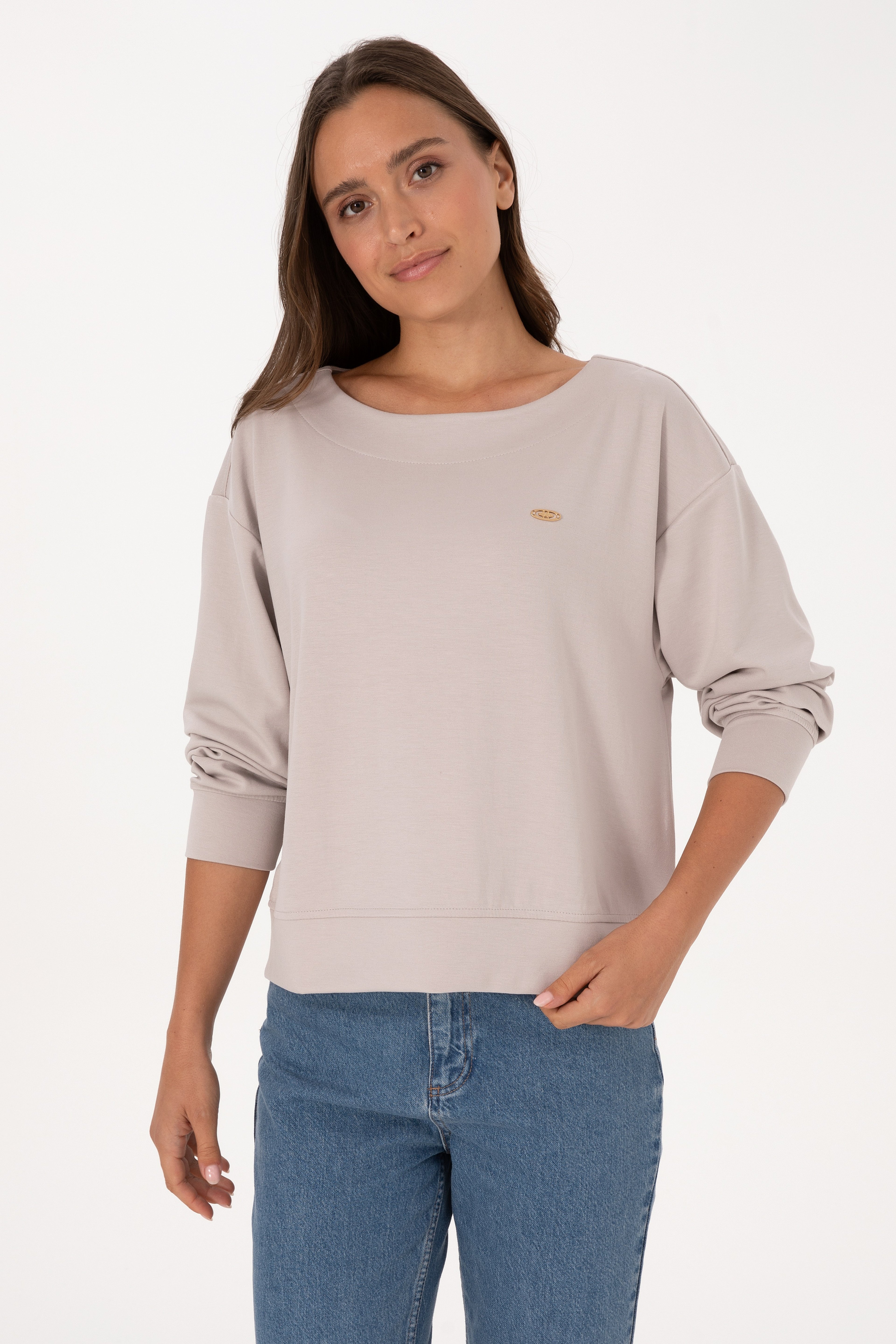 Kadın Taş Bisiklet Yaka Sweatshirt