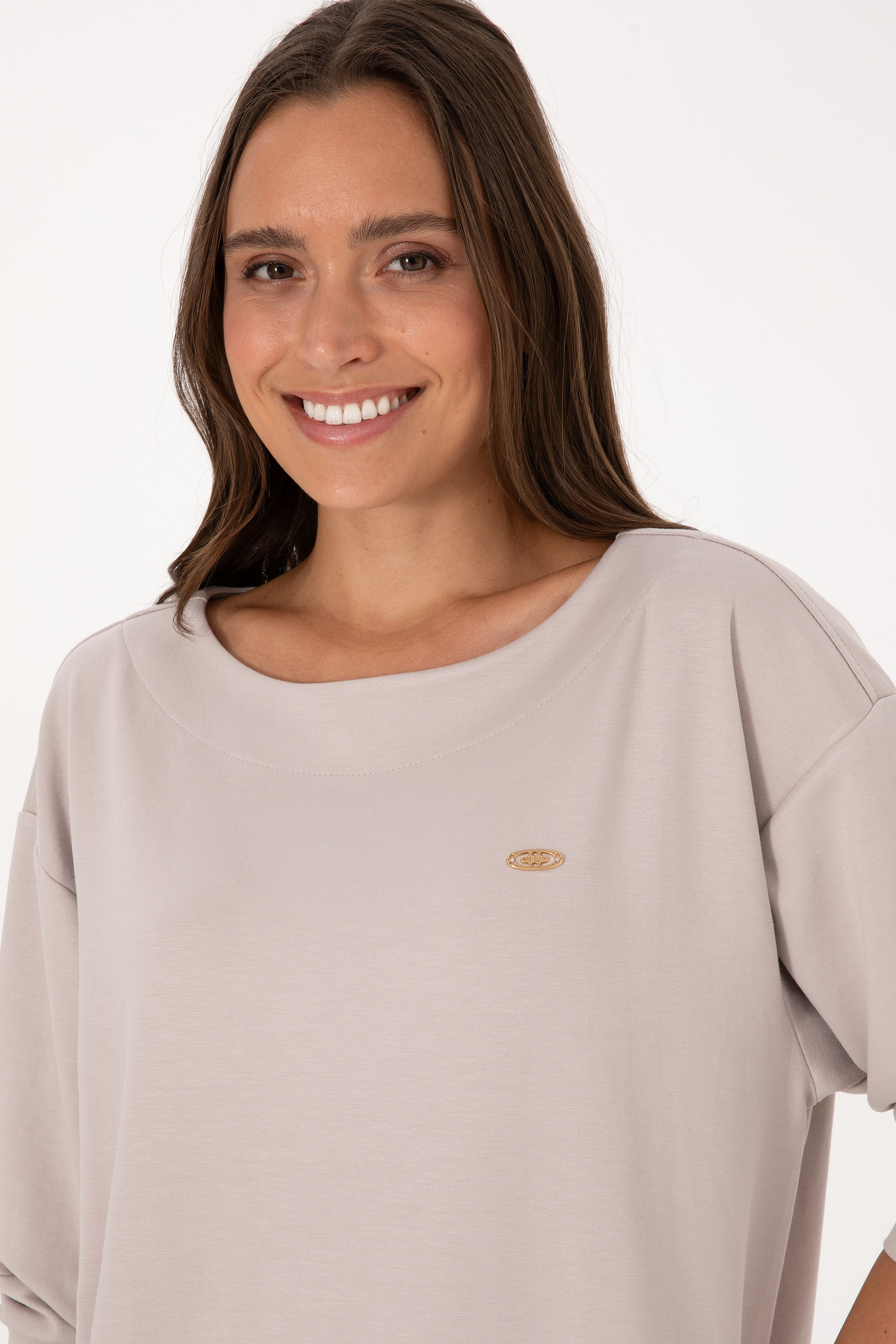 Kadın Taş Bisiklet Yaka Sweatshirt - Image 2