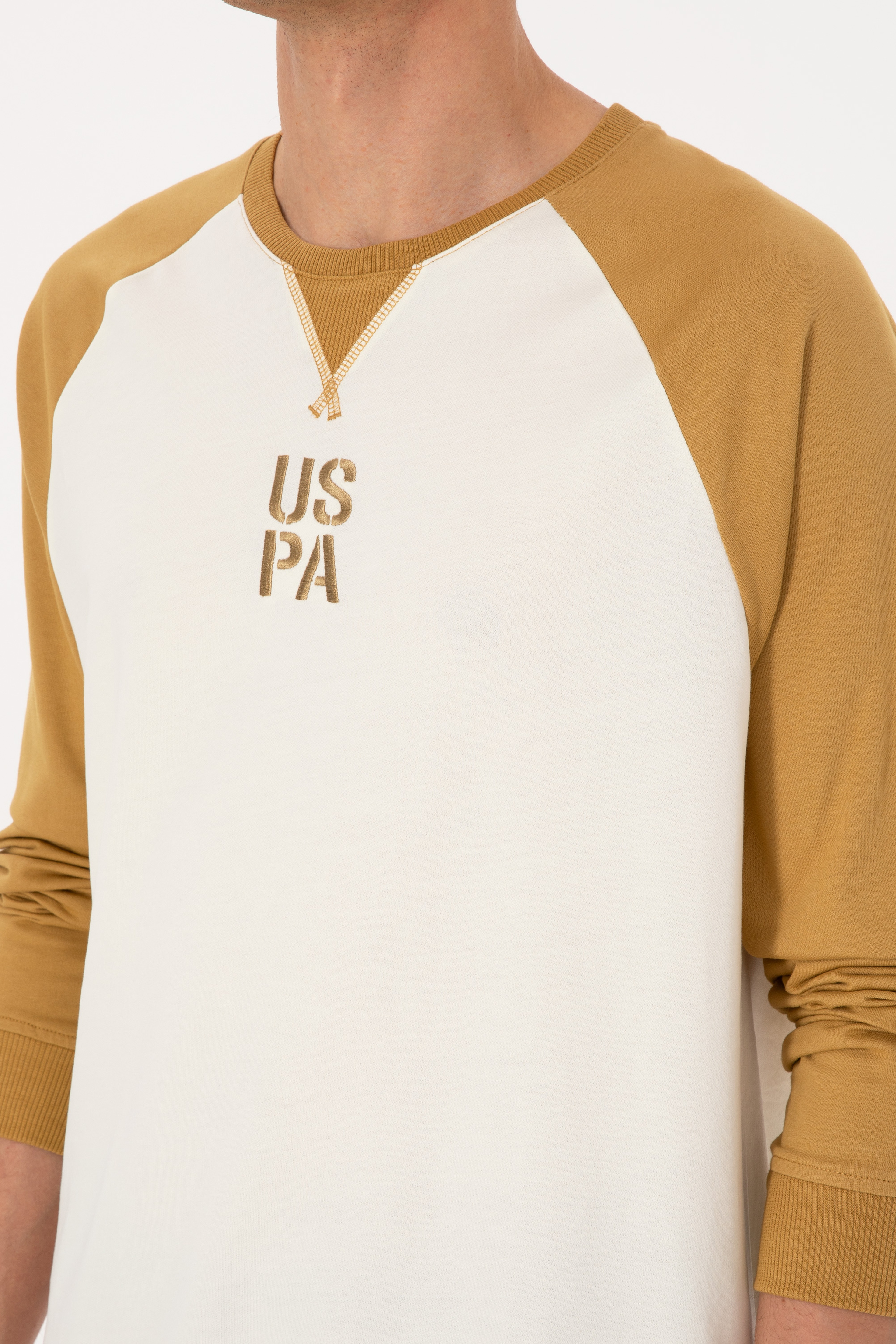 Erkek Bisiklet Yaka Regular Fit Haki İnce Sweatshirt