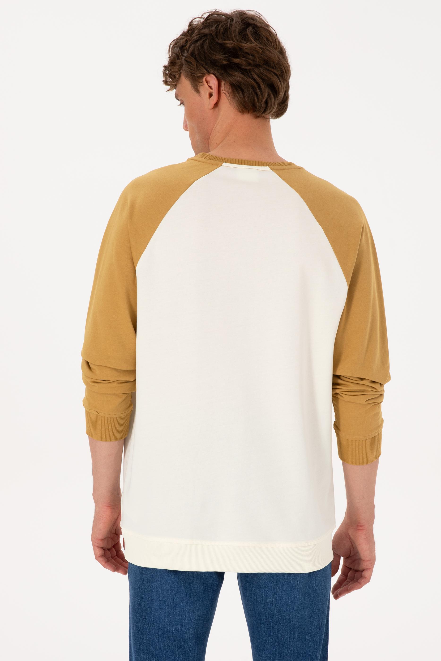 Erkek Bisiklet Yaka Regular Fit Haki İnce Sweatshirt