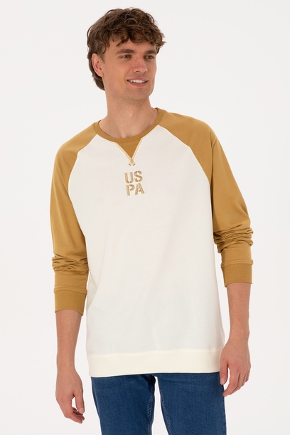 Erkek Bisiklet Yaka Regular Fit Haki İnce Sweatshirt
