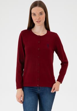 Kadın Bordo Basic Triko Hırka - 50313624018