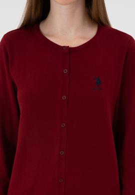 Kadın Bordo Basic Triko Hırka - 50313624018