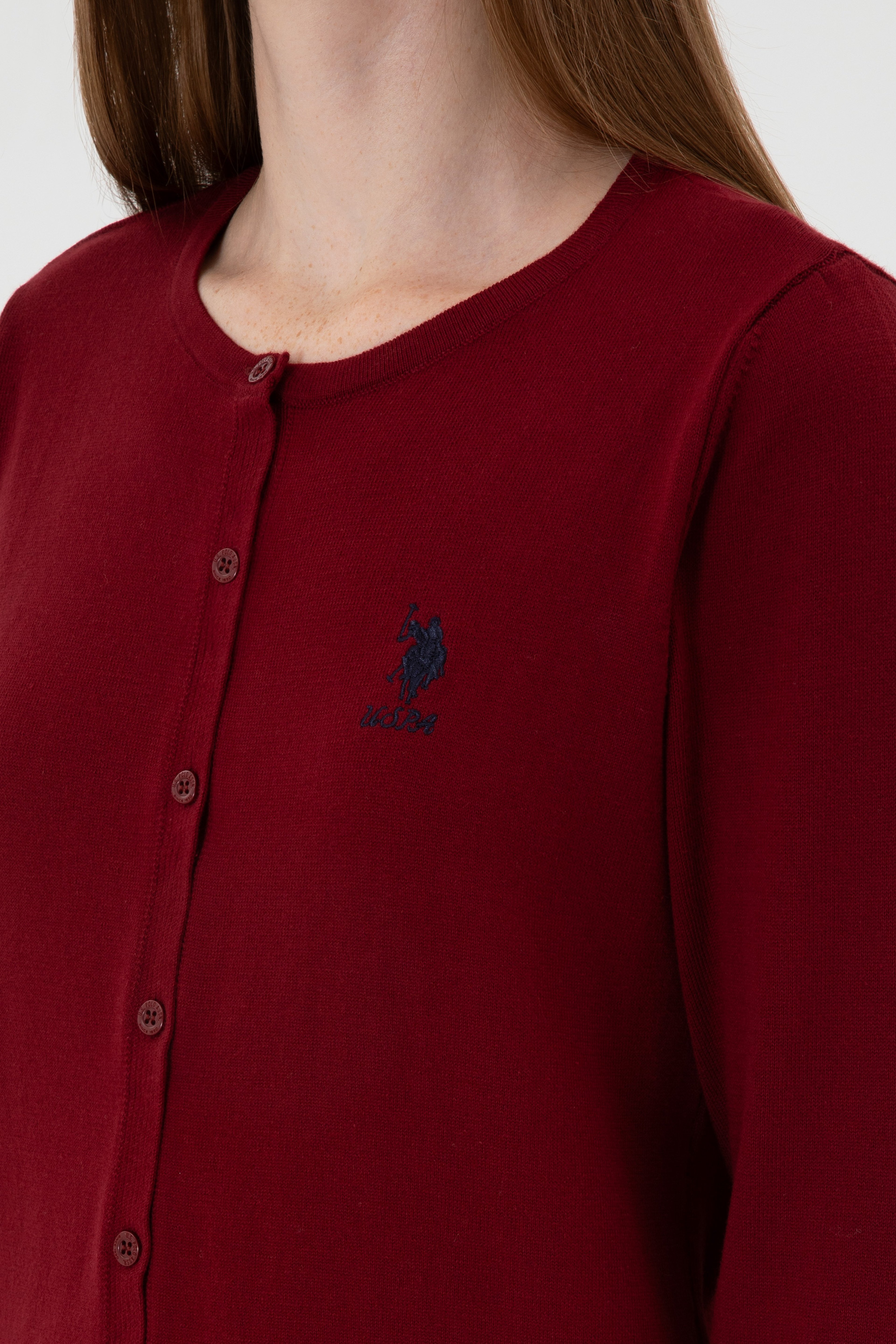 Kadın Bordo Basic Triko Hırka - Image 7