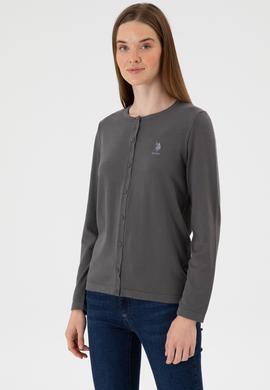 Kadın Gri Basic Triko Hırka - 50313624058