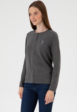 Kadın Gri Basic Triko Hırka - 50313624058