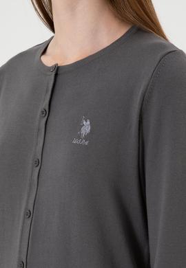 Kadın Gri Basic Triko Hırka - 50313624058