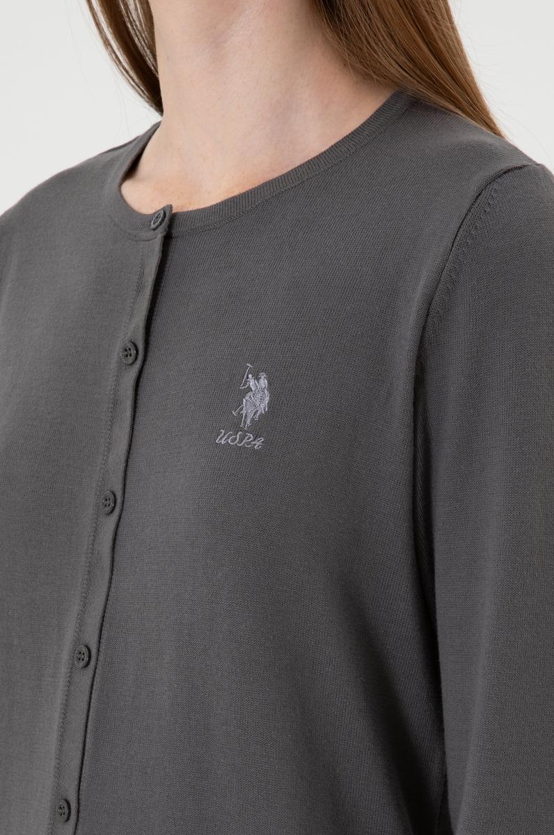 Kadın Gri Basic Triko Hırka