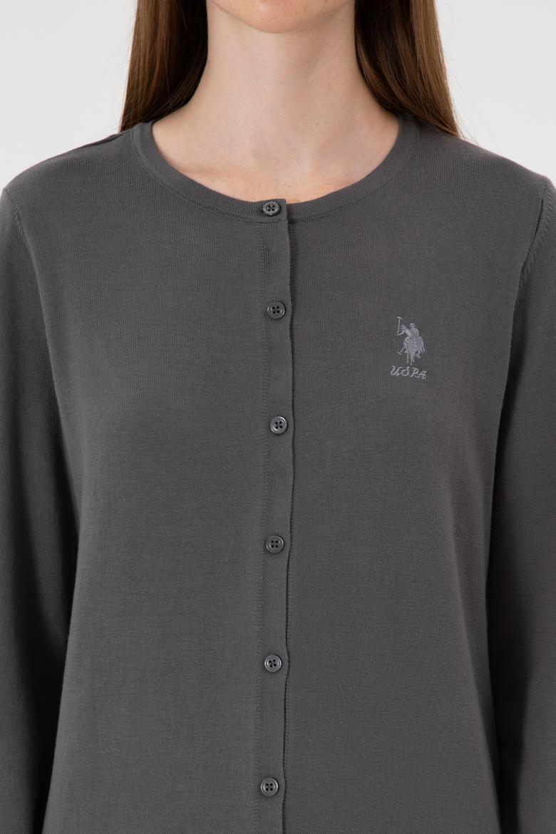 Kadın Gri Basic Triko Hırka - 50313624058