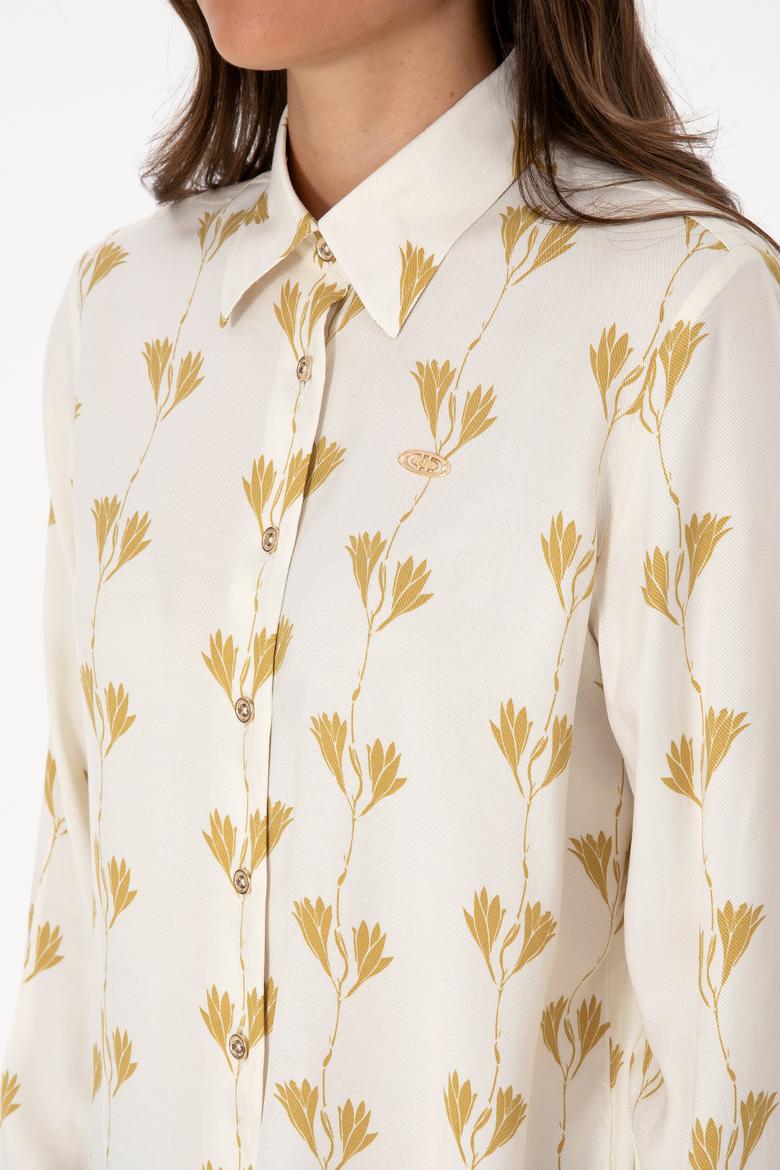 Kadın Krem Uzun Kollu Gömlek - 50308637004