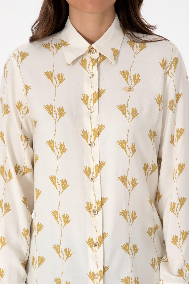 Kadın Krem Uzun Kollu Gömlek - 50308637004