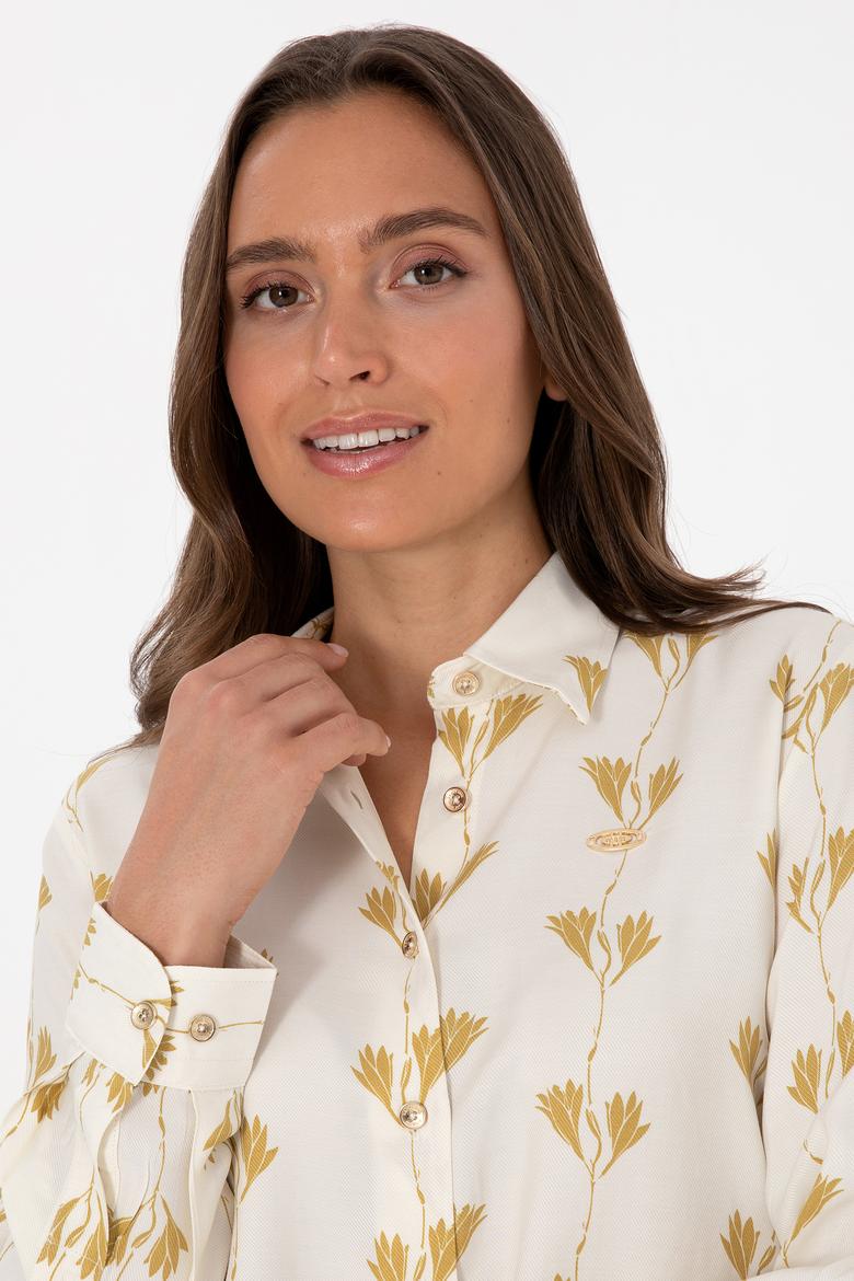 Kadın Krem Uzun Kollu Gömlek - 50308637004