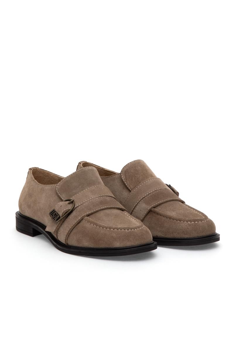 Kadın Bej Süet Loafer