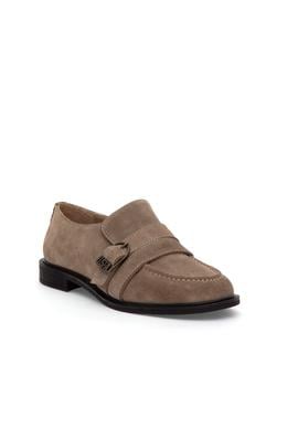 Kadın Bej Süet Loafer - 50315247034