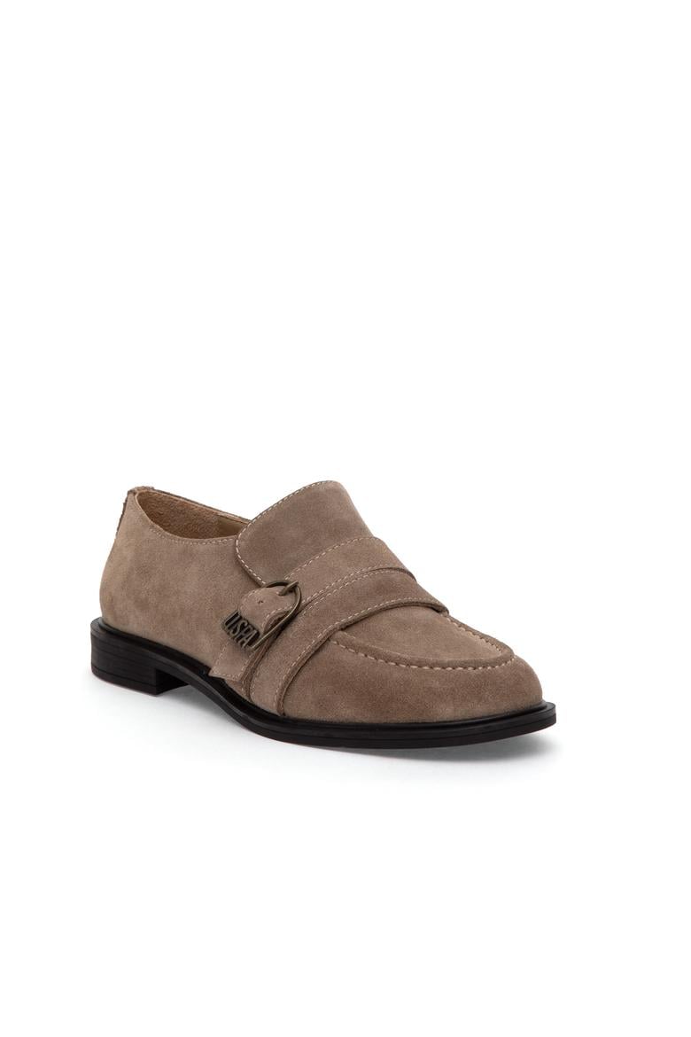 Kadın Bej Süet Loafer - 50315247034