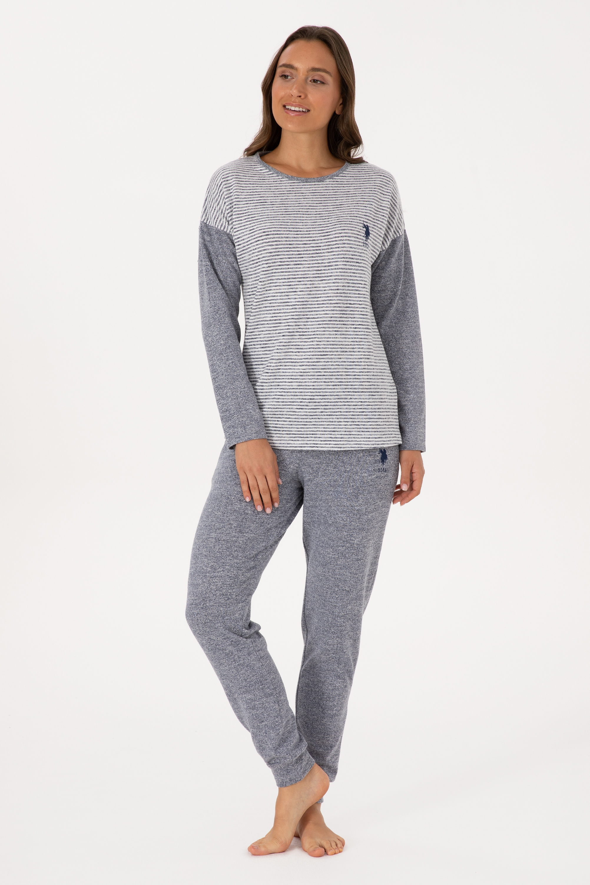 Kadın Gri Melanj Pijama Takımı - Image 4