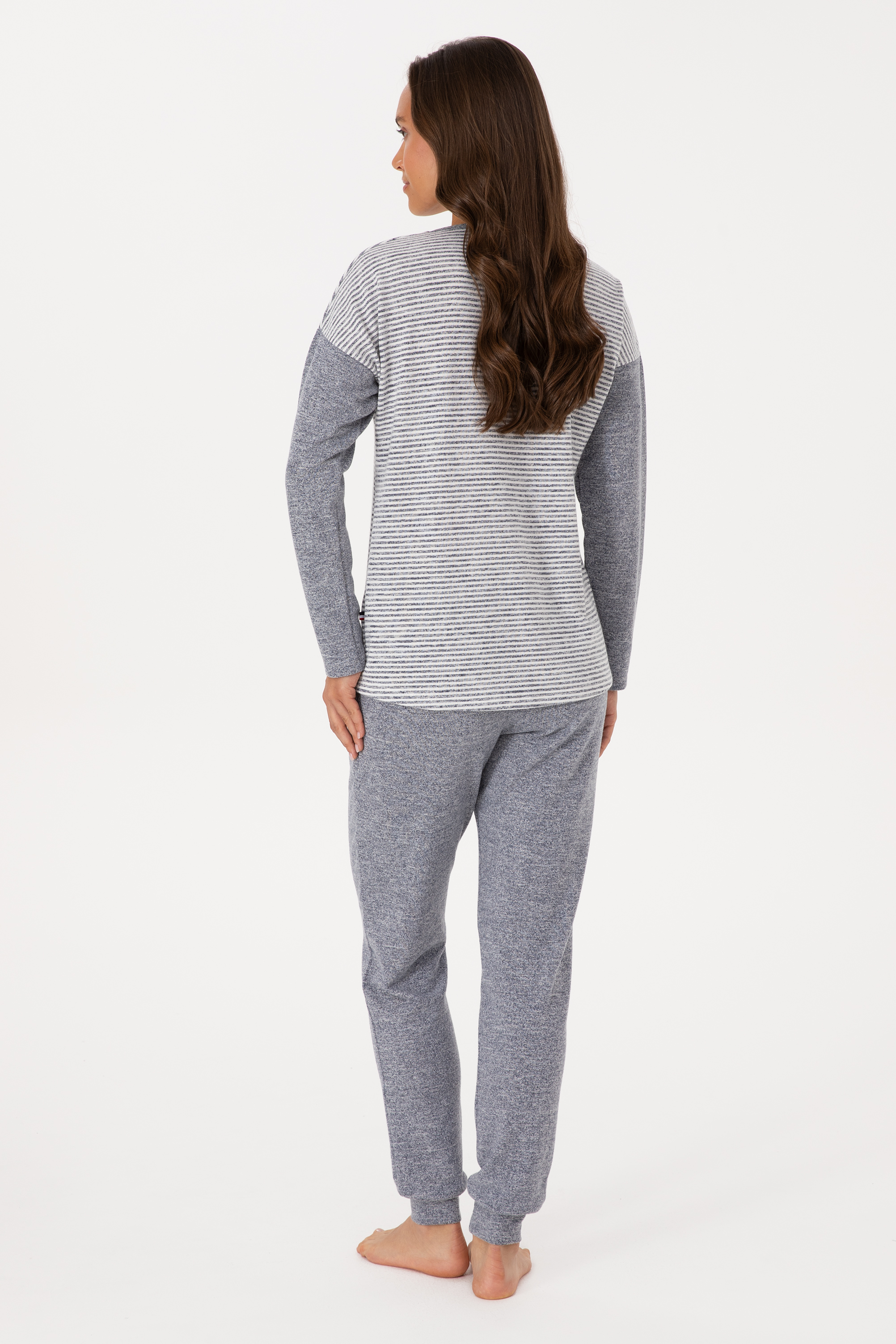 Kadın Gri Melanj Pijama Takımı - Image 5