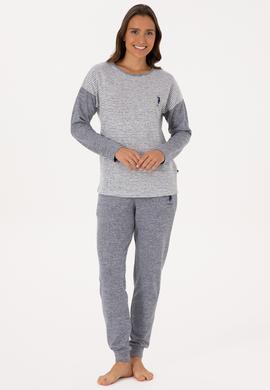 Kadın Gri Melanj Pijama Takımı - 50318875001