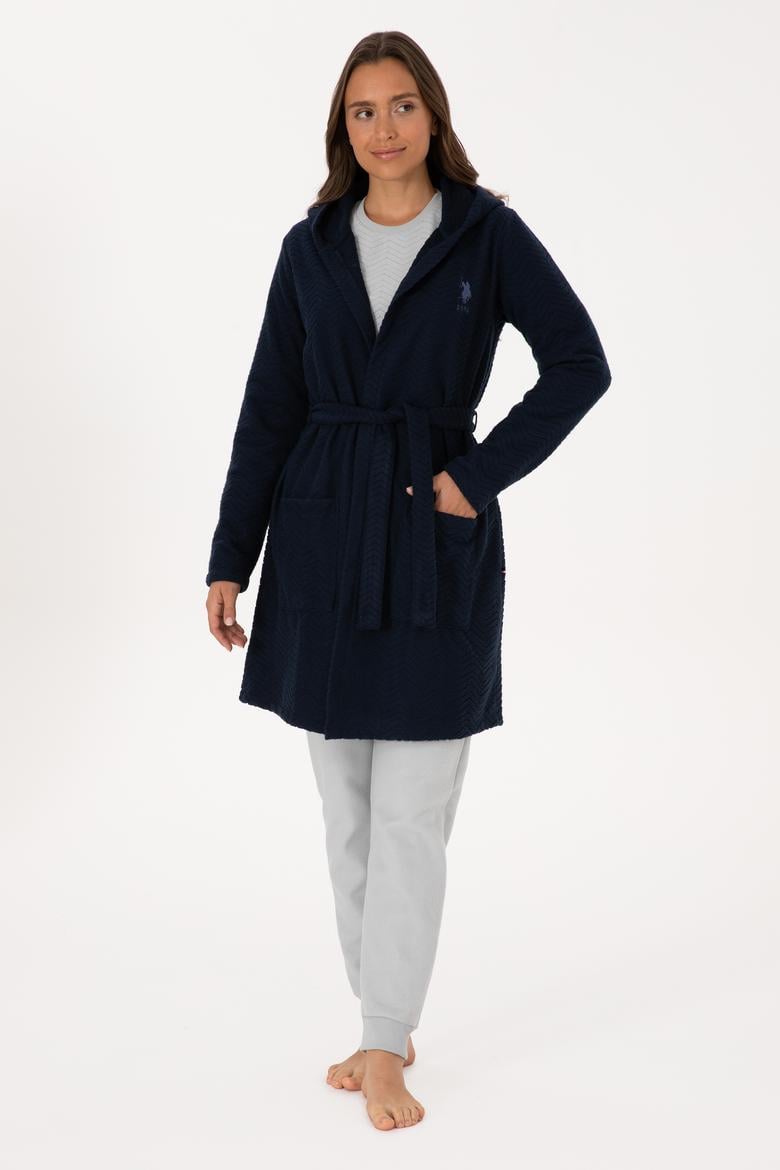 Kadın Lacivert Kemerli Sabahlık - 50318881004