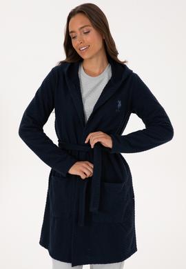 Kadın Lacivert Kemerli Sabahlık - 50318881004