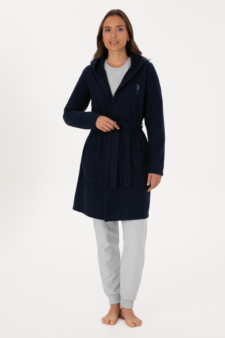 Kadın Lacivert Kemerli Sabahlık