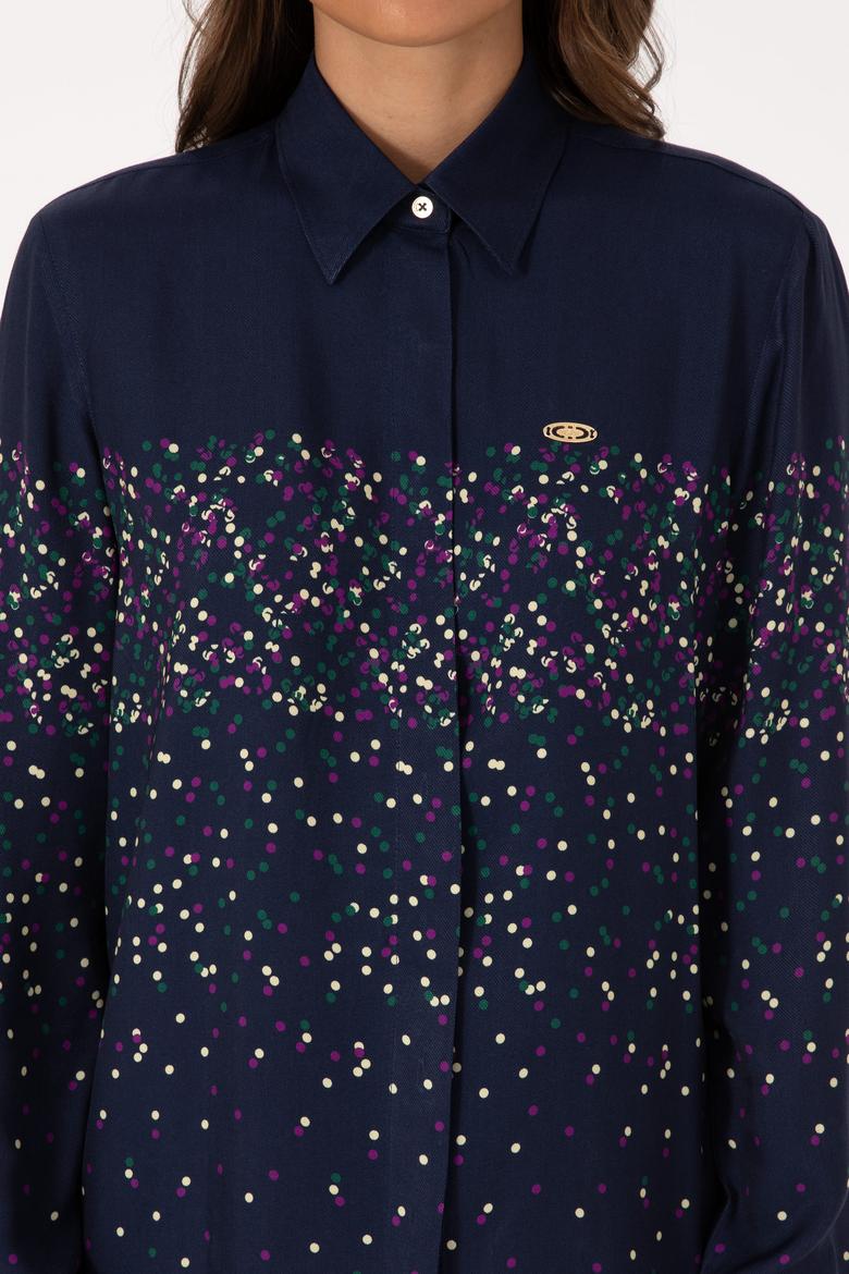 Kadın Lacivert Uzun Kollu Gömlek - 50308965028