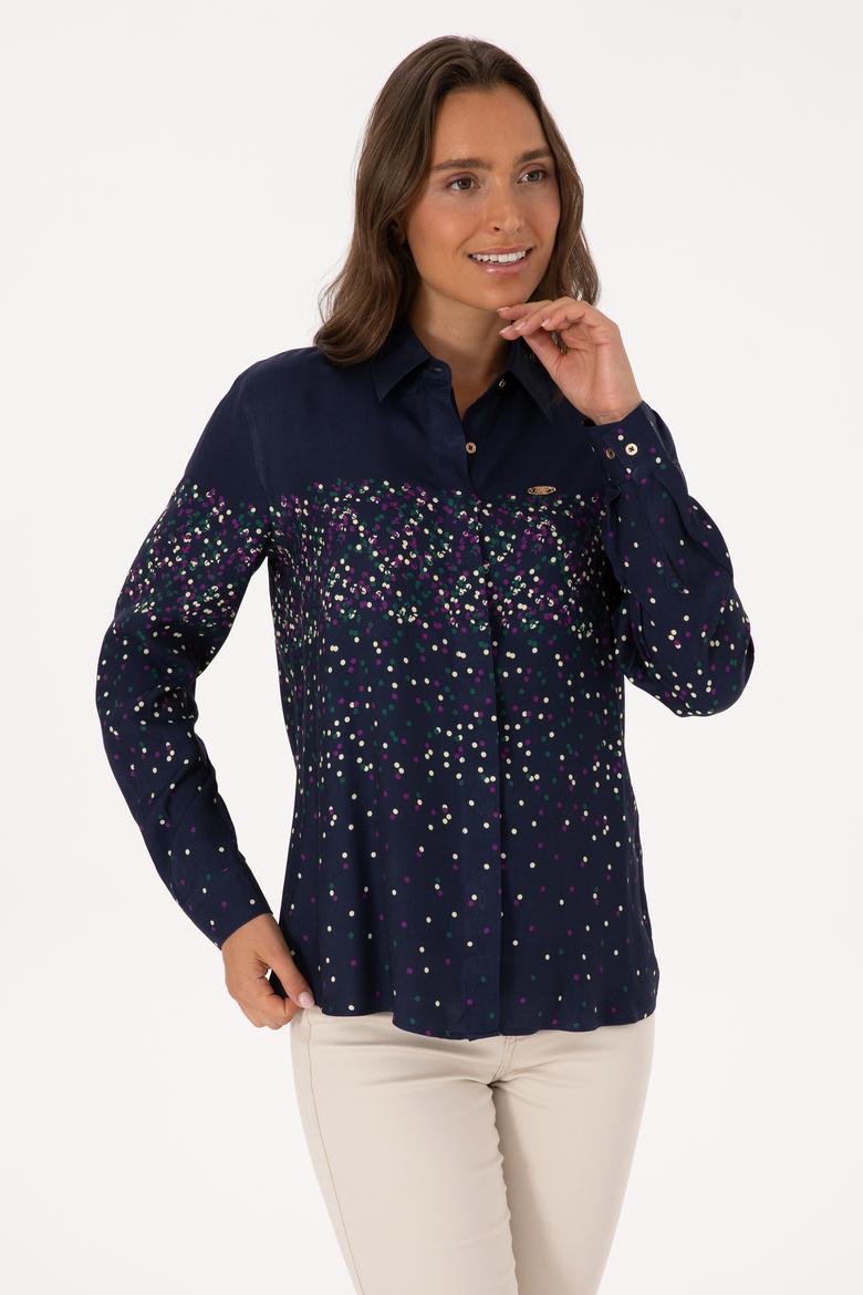 Kadın Lacivert Uzun Kollu Gömlek