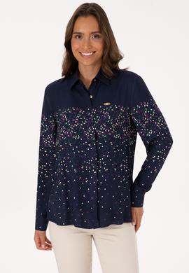 Kadın Lacivert Uzun Kollu Gömlek - 50308965028