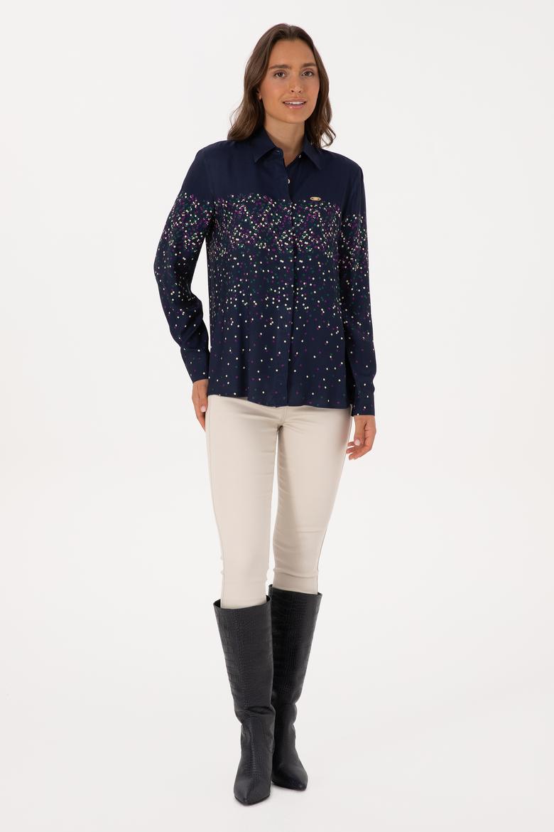 Kadın Lacivert Uzun Kollu Gömlek - 50308965028