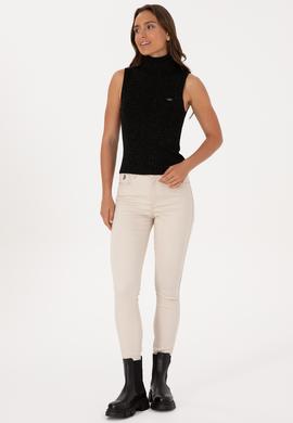 Kadın Siyah Boğazlı Simli Kazak - 50310036004