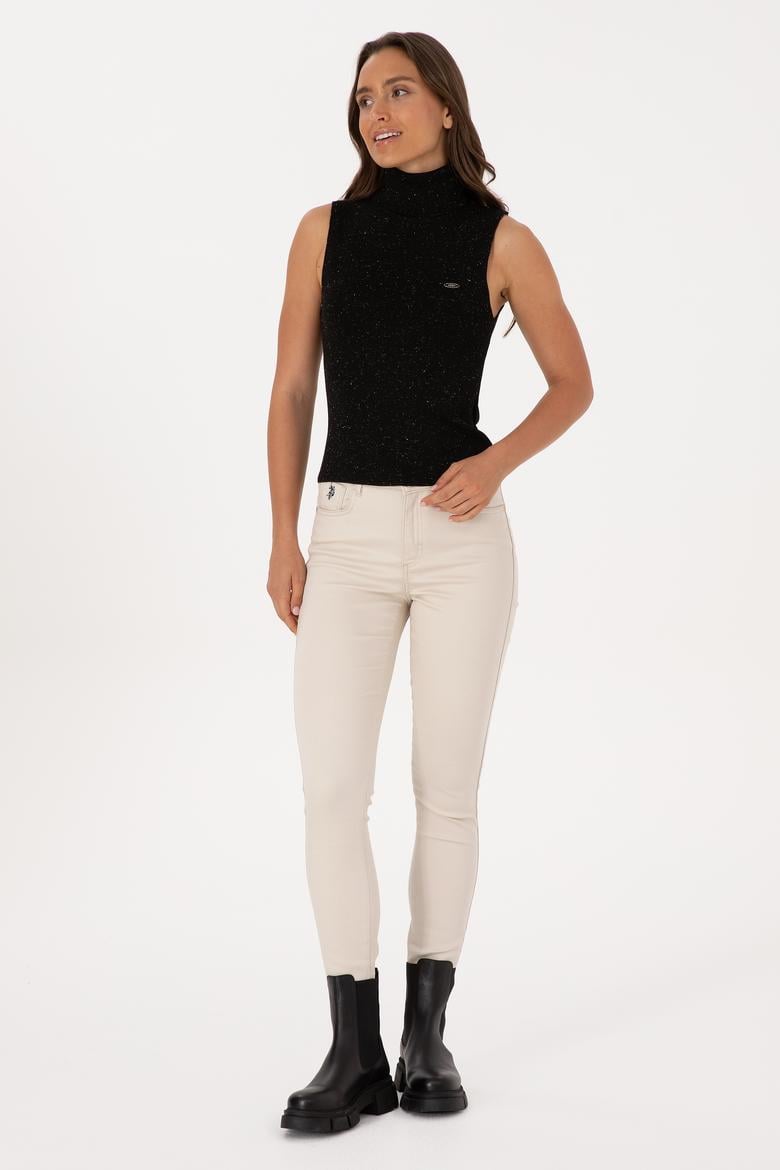 Kadın Siyah Boğazlı Simli Kazak - 50310036004