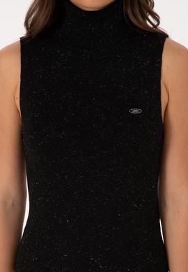 Kadın Siyah Boğazlı Simli Kazak - 50310036004