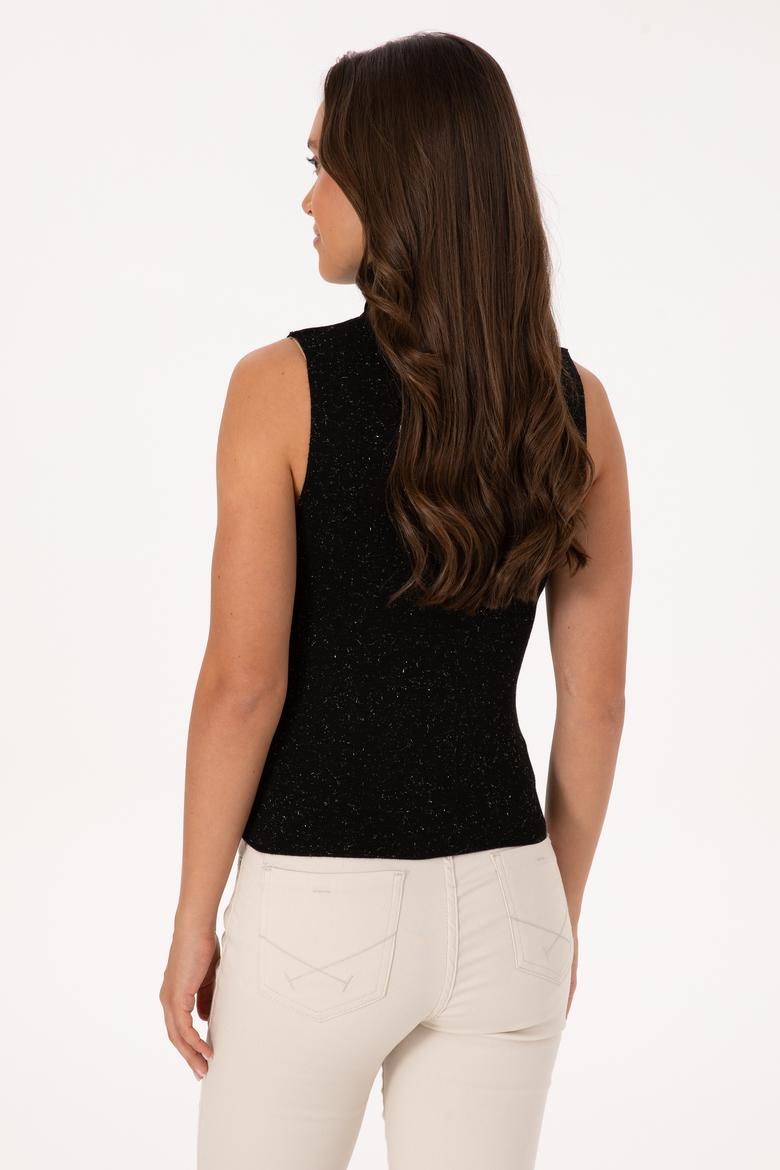 Kadın Siyah Boğazlı Simli Kazak - 50310036004