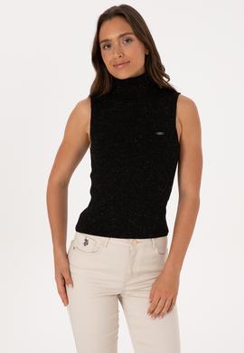 Kadın Siyah Boğazlı Simli Kazak - 50310036004