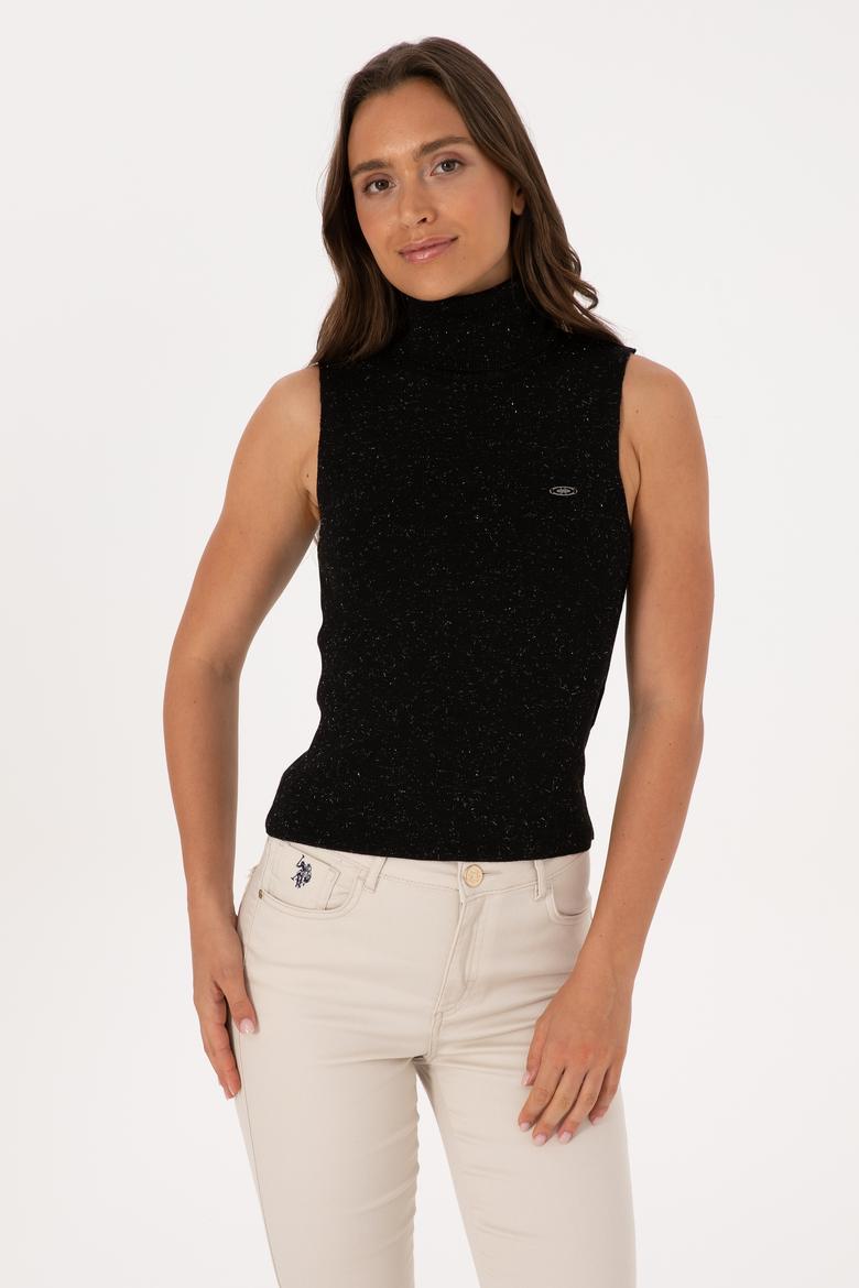 Kadın Siyah Boğazlı Simli Kazak - 50310036004