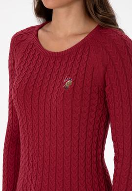 Kadın Koyu Frambuaz Bisiklet Yaka Basic Kazak - 50307728075