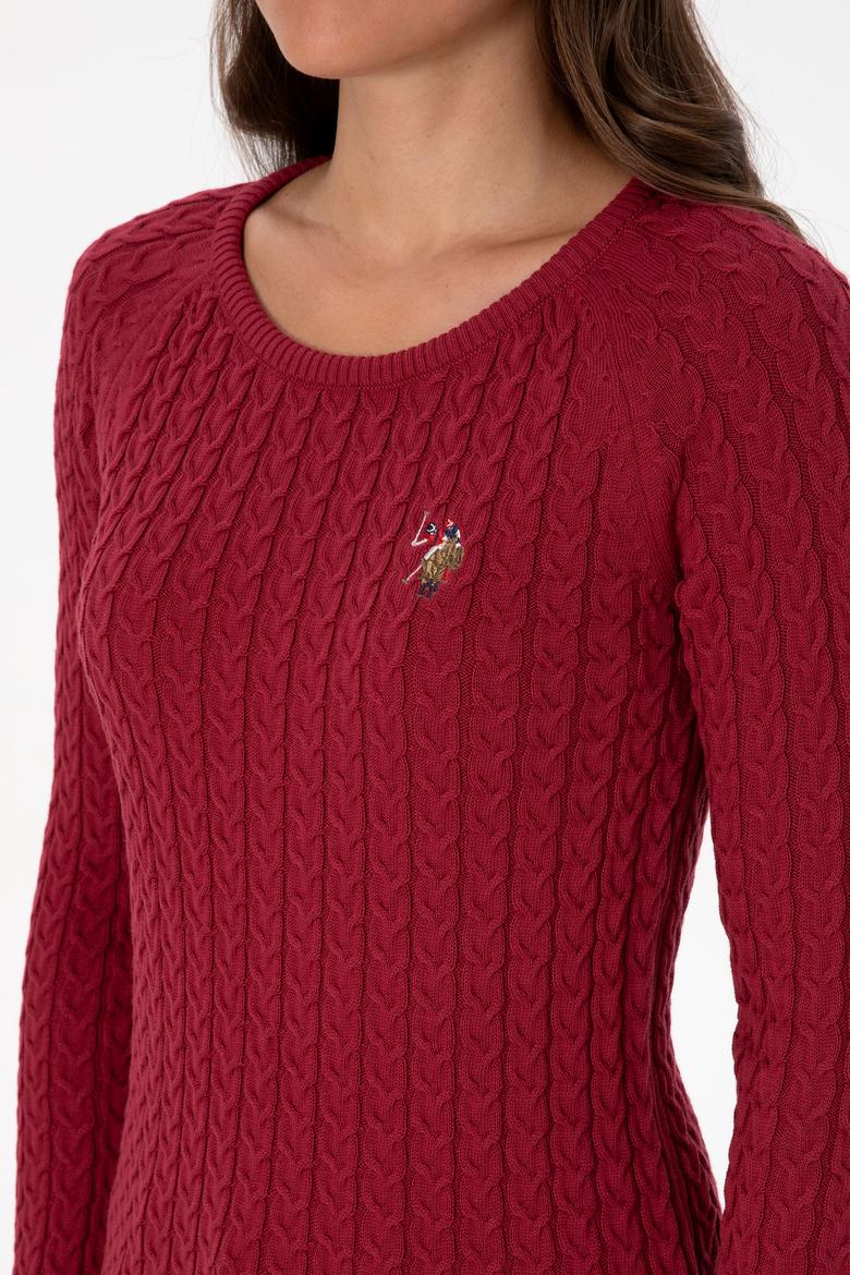 Kadın Koyu Frambuaz Bisiklet Yaka Basic Kazak - 50307728075