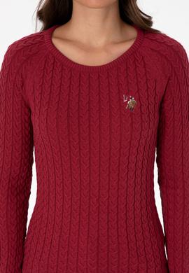 Kadın Koyu Frambuaz Bisiklet Yaka Basic Kazak - 50307728075