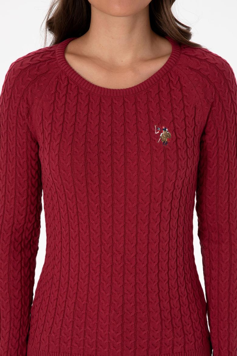 Kadın Koyu Frambuaz Bisiklet Yaka Basic Kazak - 50307728075