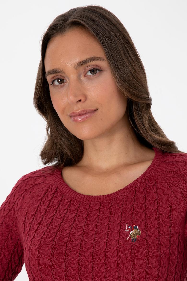 Kadın Koyu Frambuaz Bisiklet Yaka Basic Kazak - 50307728075