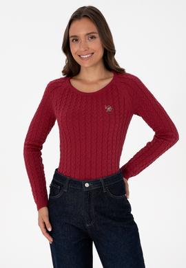 Kadın Koyu Frambuaz Bisiklet Yaka Basic Kazak - 50307728075