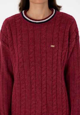 Kadın Koyu Frambuaz Bisiklet Yaka Kazak - 50307878005