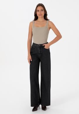 Kadın Antrasit Loose Fit Jean Pantolon - 50308792021