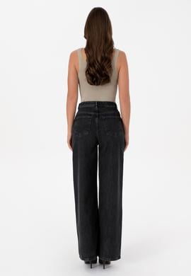 Kadın Antrasit Loose Fit Jean Pantolon - 50308792021