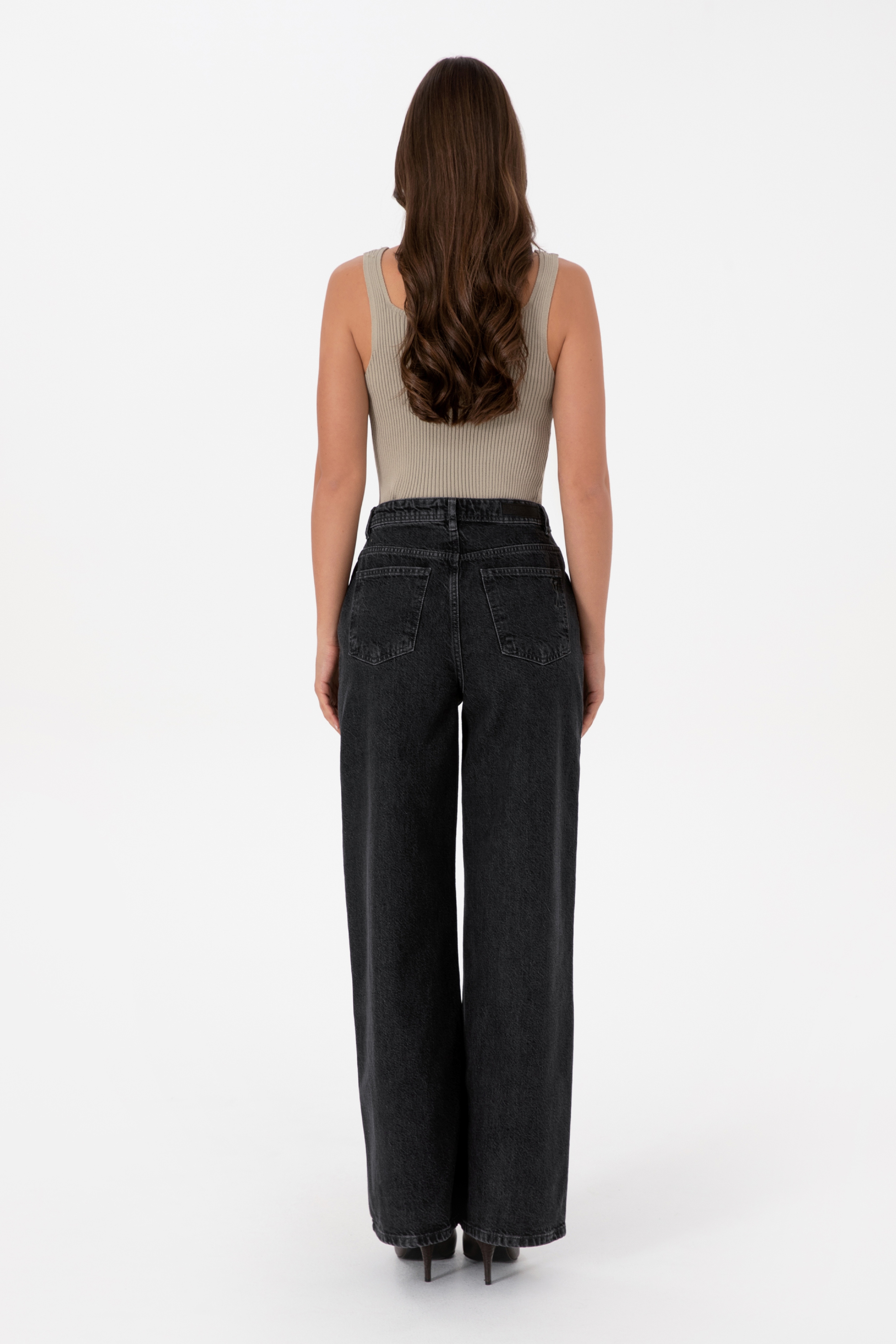 Kadın Antrasit Loose Fit Jean Pantolon - Image 4