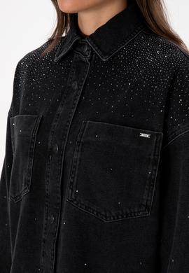 Kadın Siyah Jean Gömlek - 50309856003