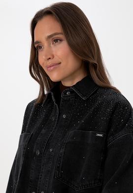 Kadın Siyah Jean Gömlek - 50309856003